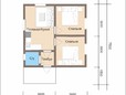 Проект одноэтажного дома 6х6 с крыльцом из бруса под усадку - планировка (превью)