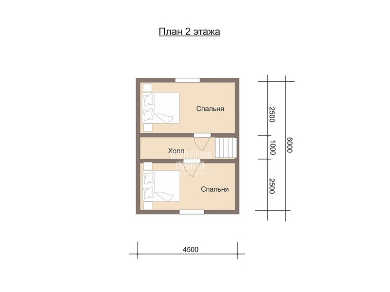 Проект каркасного дома 6х8.5 с мансардой и террасой - планировка 1 этажа
