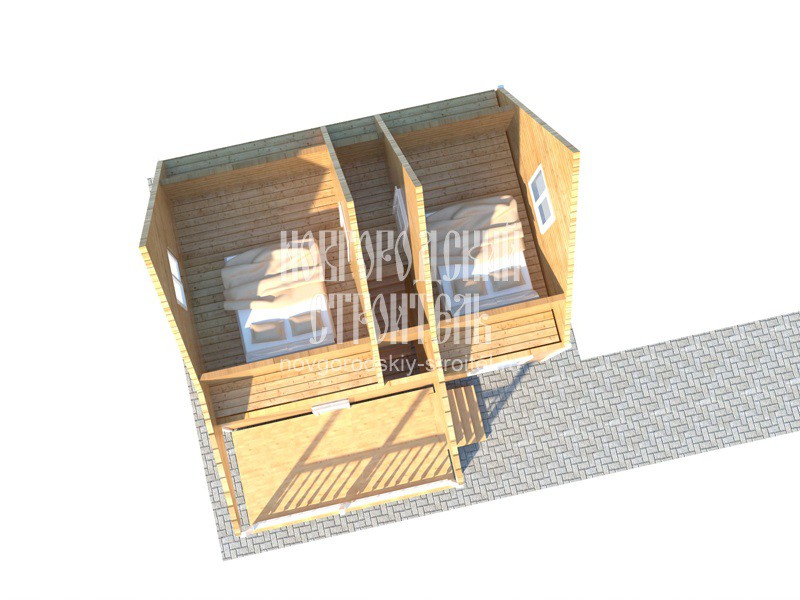 Проект каркасного дома 6х8 с мансардой - визуальный план