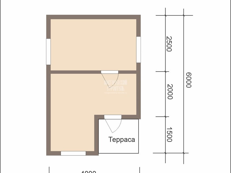 Одноэтажный дом из бруса 6х4 - планировка