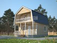 Проект дома из бруса 7.5х6 с мансардой и балконом (превью)