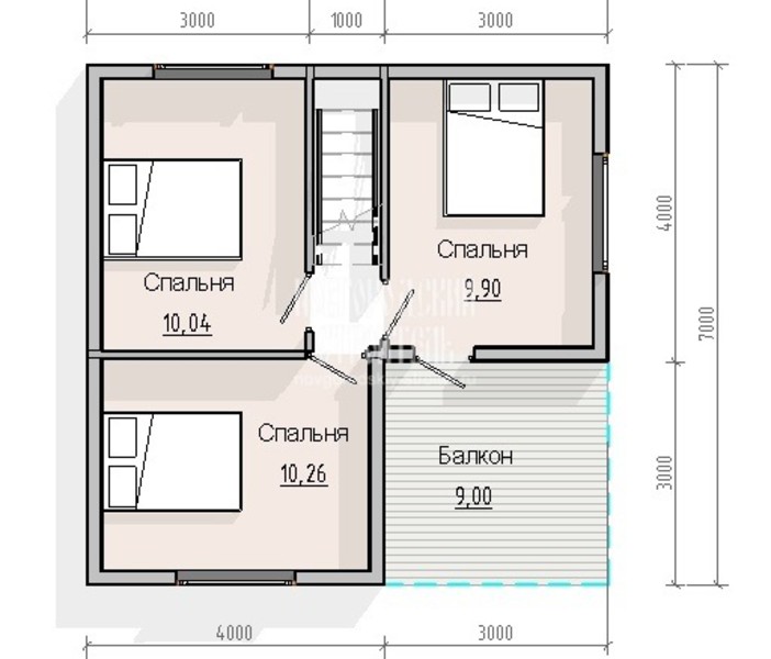 Двухэтажный дом из бруса 7х7 - планировка