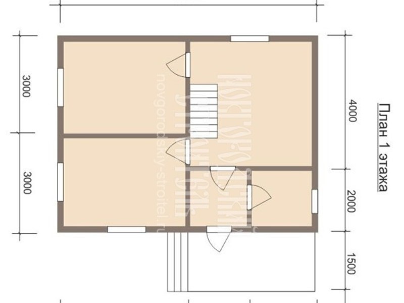 Проект каркасного дома 8х6 с мансардой - планировка