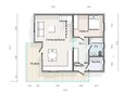 Проект дома из бруса 9х7.5 с большой террасой - планировка (превью)