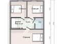 Проект дома из бруса 6х8 в 1.5 этажа с крыльцом - планировка (превью)