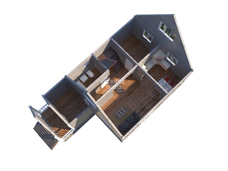 Дом из бруса с мансардой 6х10.5 - визуальный план
