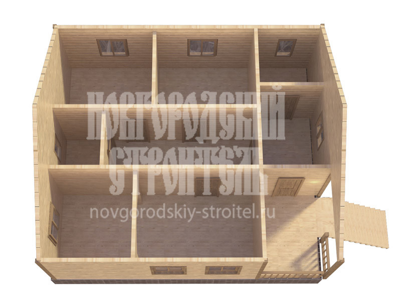Проект одноэтажного дома из бруса 9х8 - визуальный план