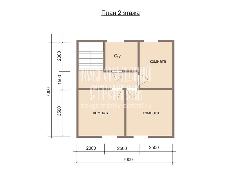 Проект каркасного дома 9х7 в 1.5 этажа - планировка