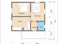 Проект одноэтажного каркасного дома 6х7 с террасой - планировка (превью)