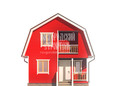 Дом из бруса 6х6 с террасой и мансардой - визуализация (превью)