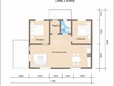 Одноэтажный дом из бруса 7х9 с террасой и крыльцом - планировка (превью)